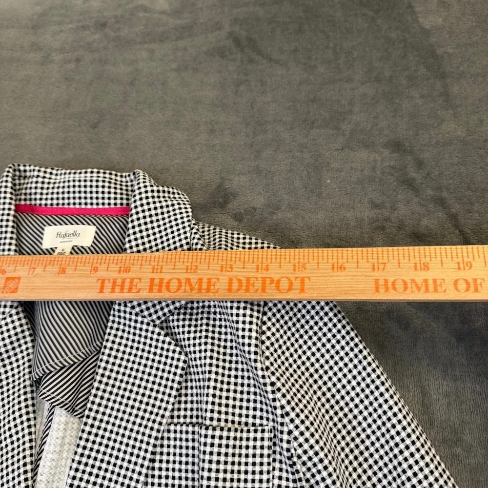 Rafaella Weekend Blazer Womens Small Black Gingham Single Button Stretch - Picture 7 of 11